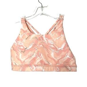 MTA Sport Bra Size L Peach Tie Dye Girls Youth No Padded Cross Back Strap